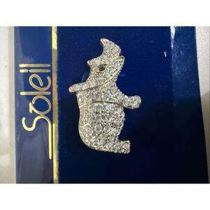 Vintage Soleil Women's Gold-Tone Rhinestones Crystals Rhinoceros Brooch Pin NWT